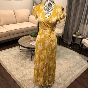 Yellow wrap maxi